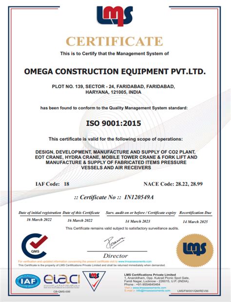 omega engineering iso certificate